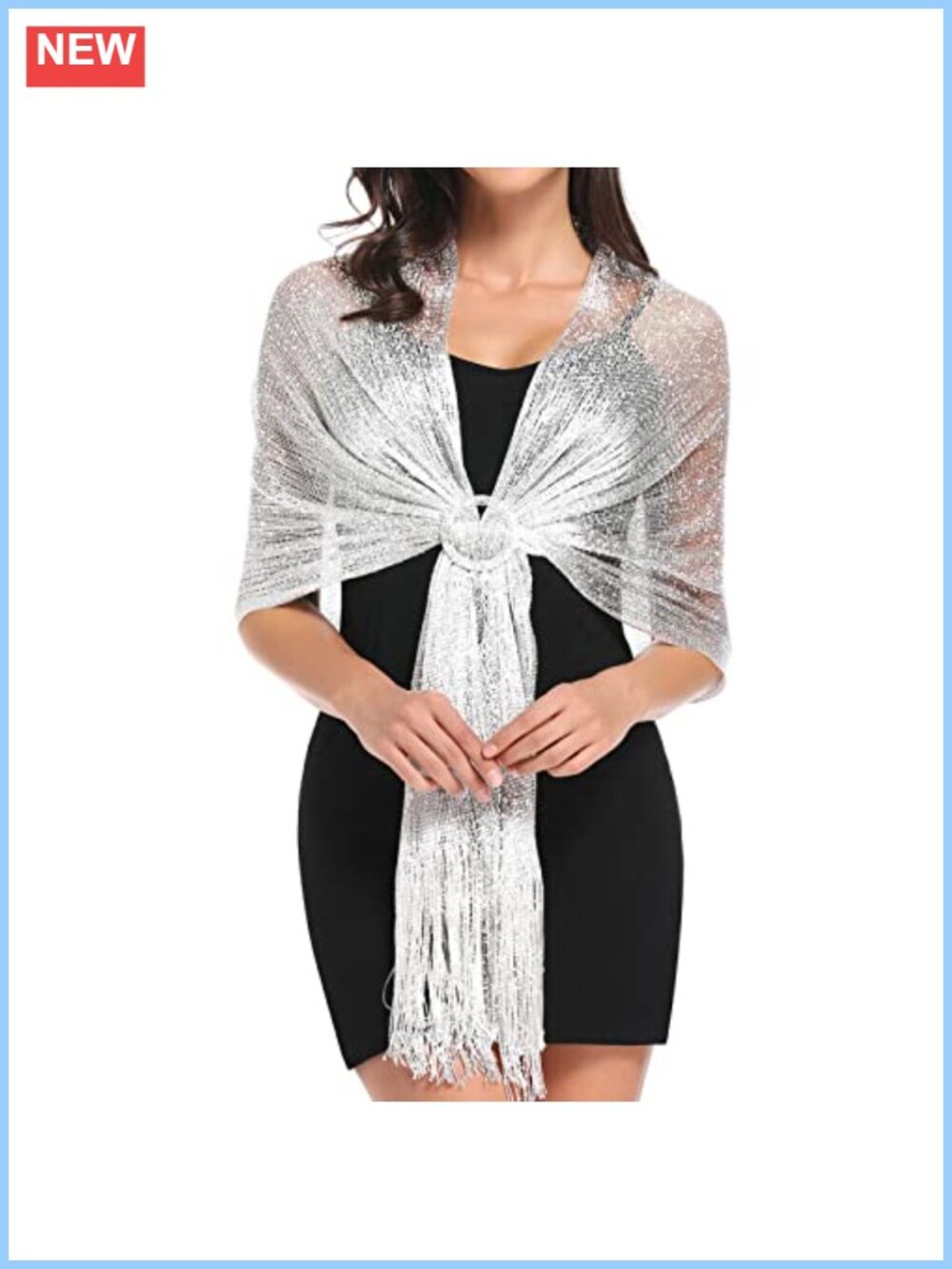 Metallic Shimmer Evening Shawl Wrap with Free Buckle for Wedding Formal Dress